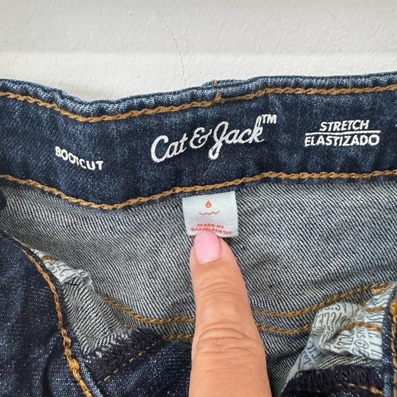 Cat & Jack Boys Blue Bootcut Stretch Denim Jeans with Waistband Adjuster Elastic - Picture 3 of 6